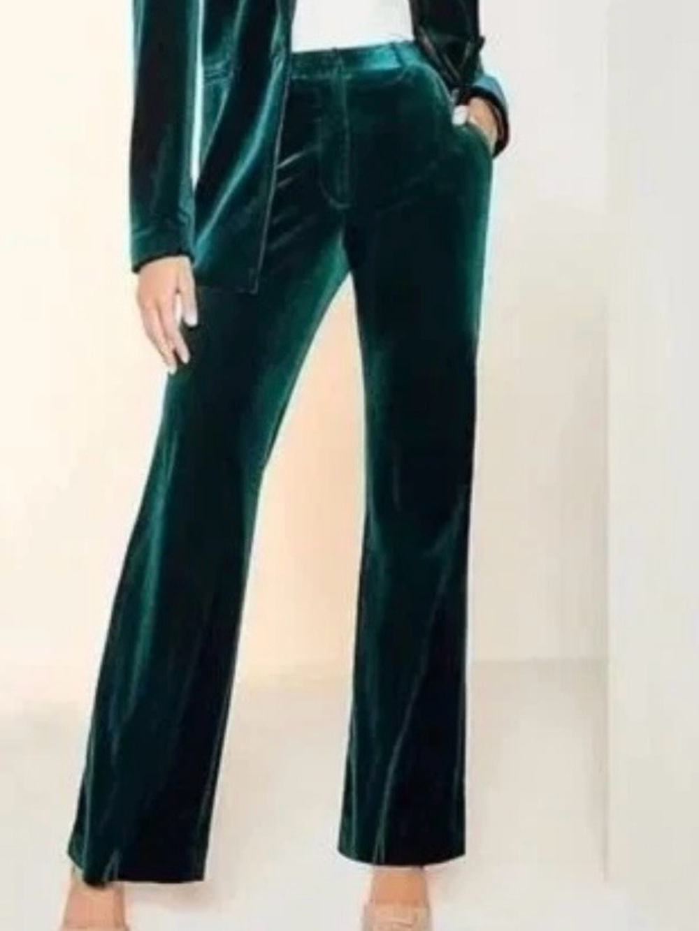 NWT Alex Marie Kelly Emerald Green Velvet Flare Pants Size 8